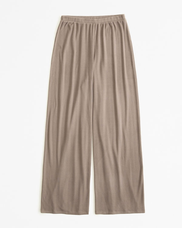 Pointelle Wide Leg Pant, Smoky Brown view 1