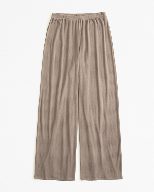 Pointelle Wide Leg Pant, Smoky Brown