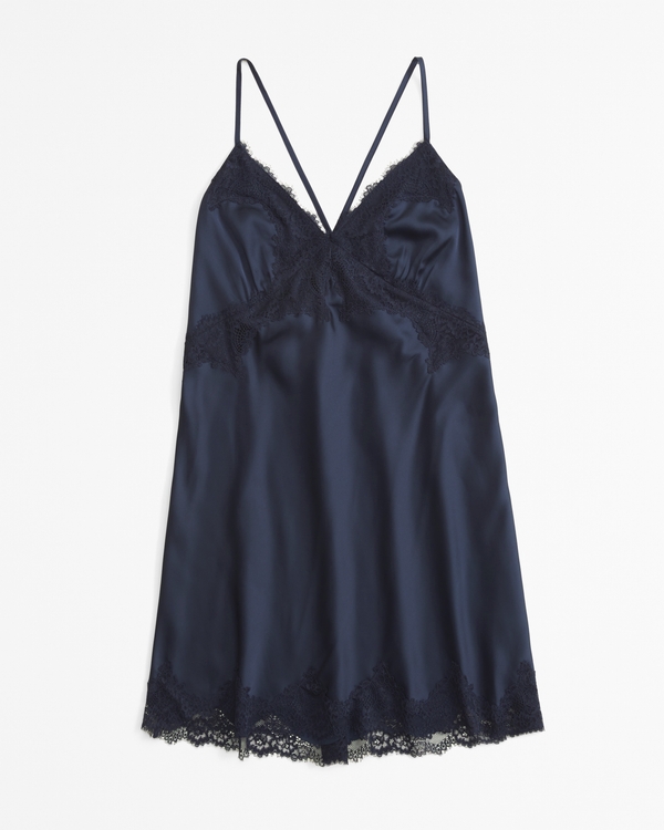 Lace and Satin Nightie, Navy