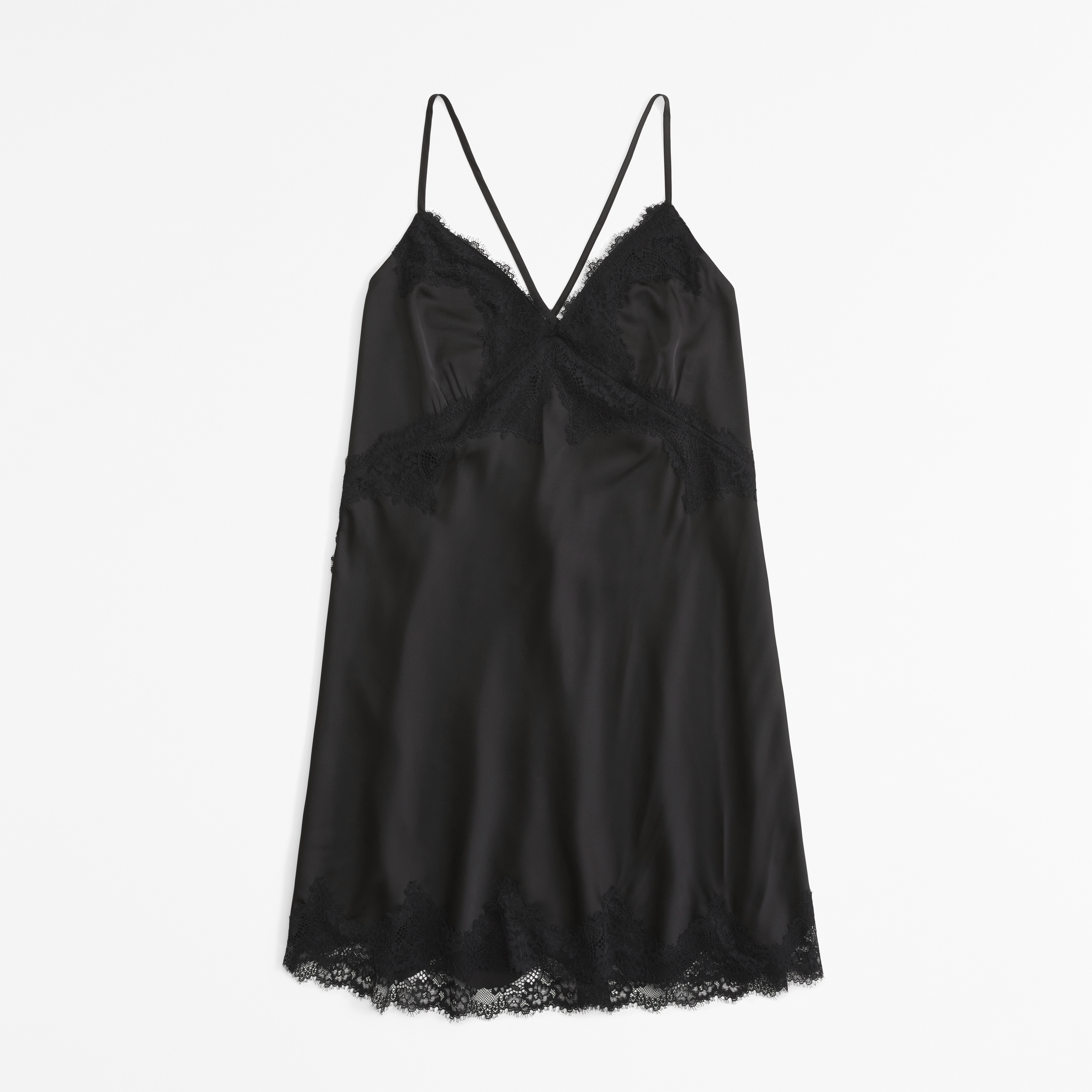 Abercrombie & Fitch Lace And Satin Nightie In Black