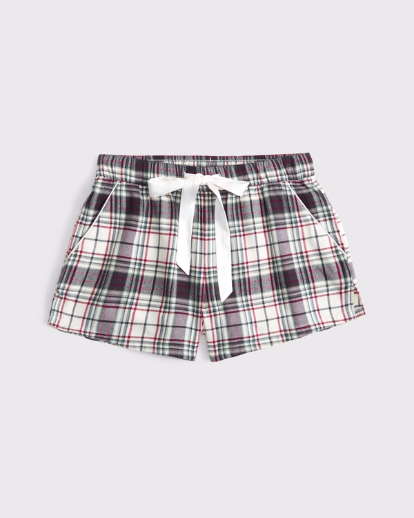 Flannel Sleep Short, Navy Plaid view 1