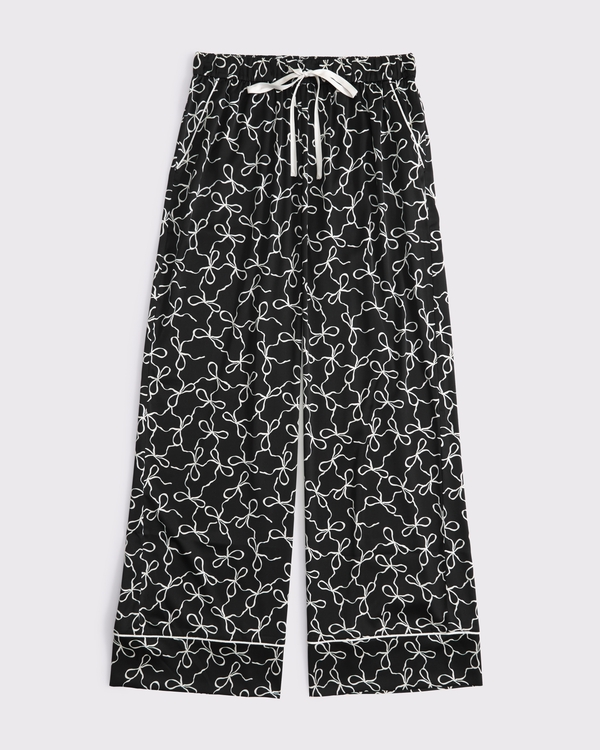 Satin Sleep Pant, Black Bow view 1