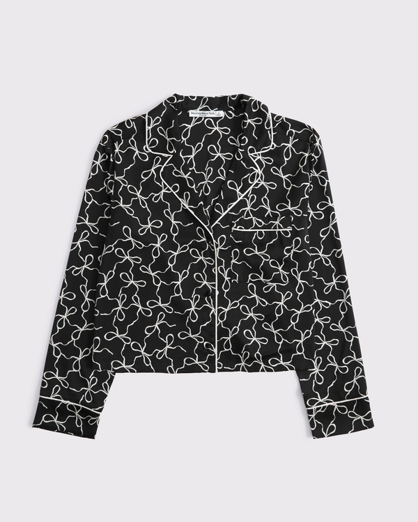 Satin Sleep Shirt, Black Bow view 1