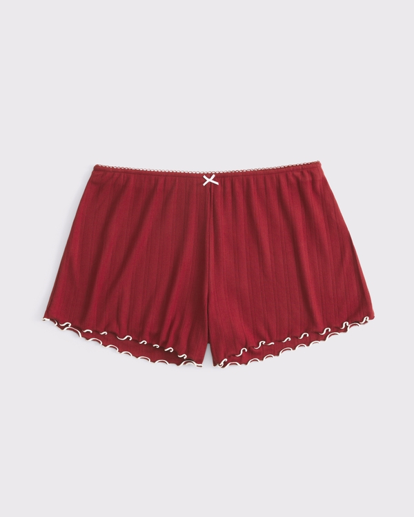 Pointelle Sleep Short, Rich Ruby