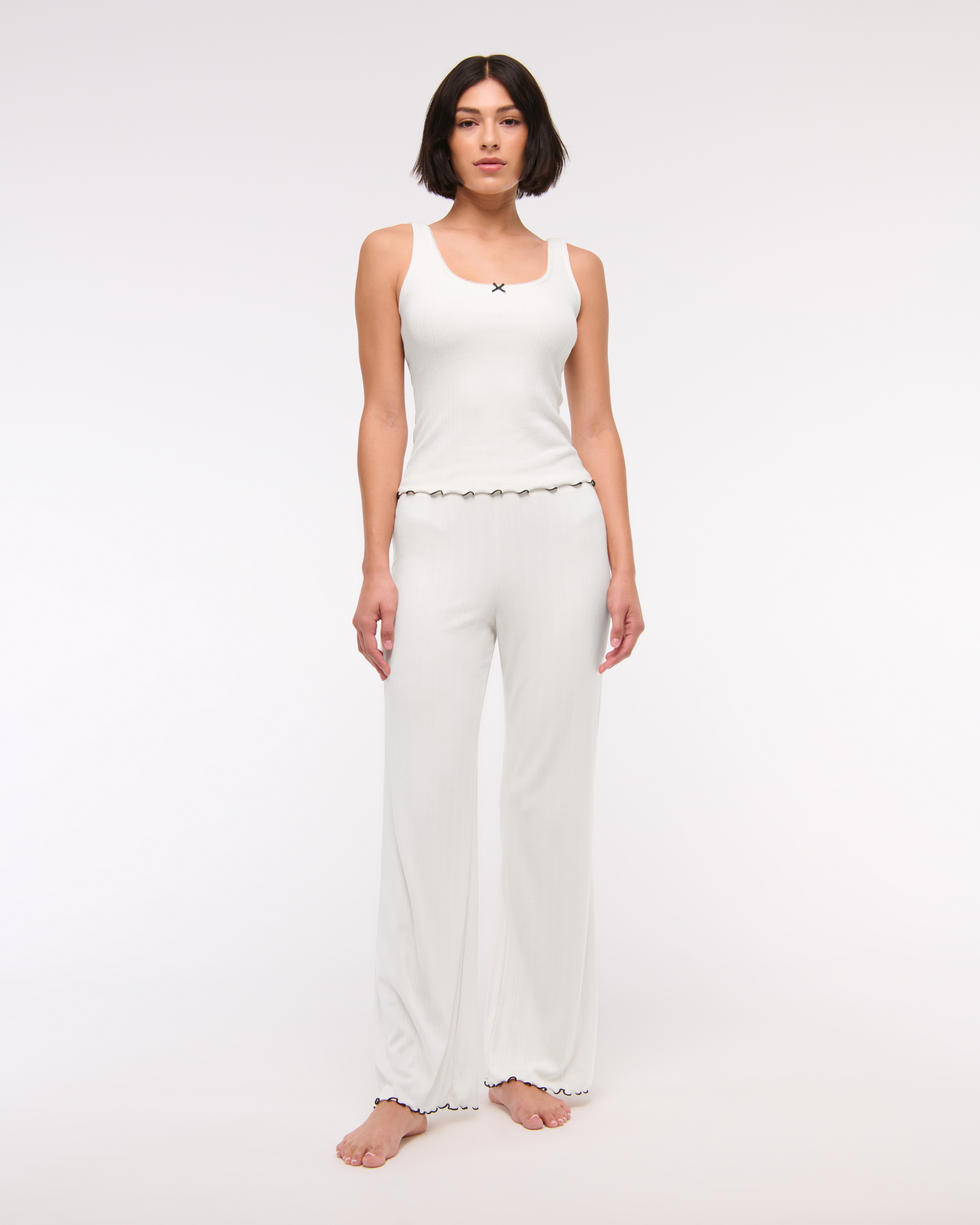 Abercrombie & Fitch Pointelle Sleep Pant In White