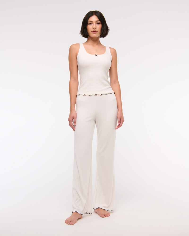 Pointelle Wide Leg Pant