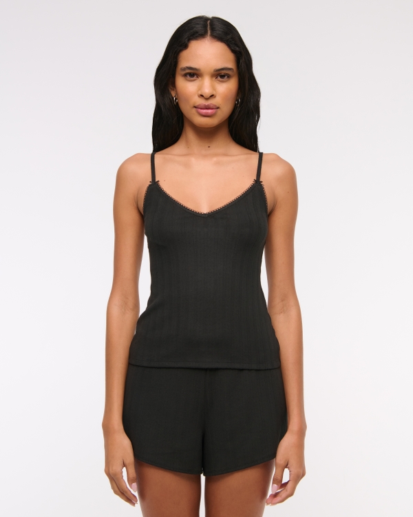 Pointelle Sleep Cami, Black view 1