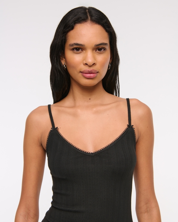 Pointelle Sleep Cami, Black view 2
