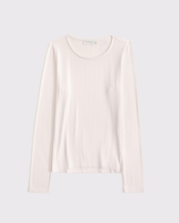 Long-Sleeve Pointelle Sleep Top