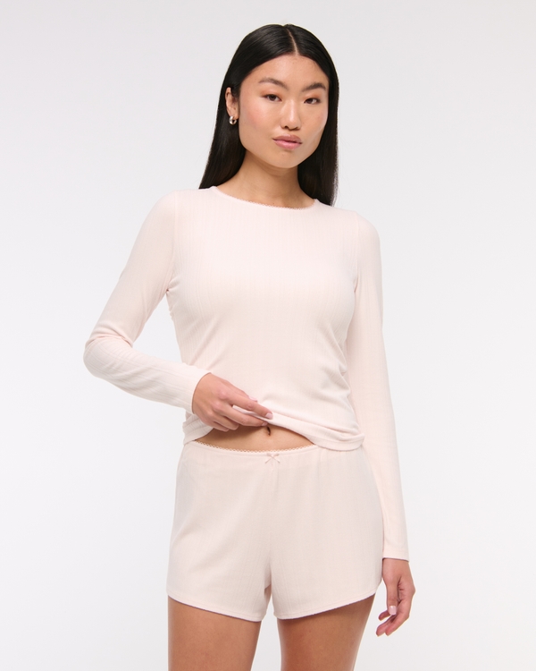 Pointelle Sleep Short, Soft Rose view 1