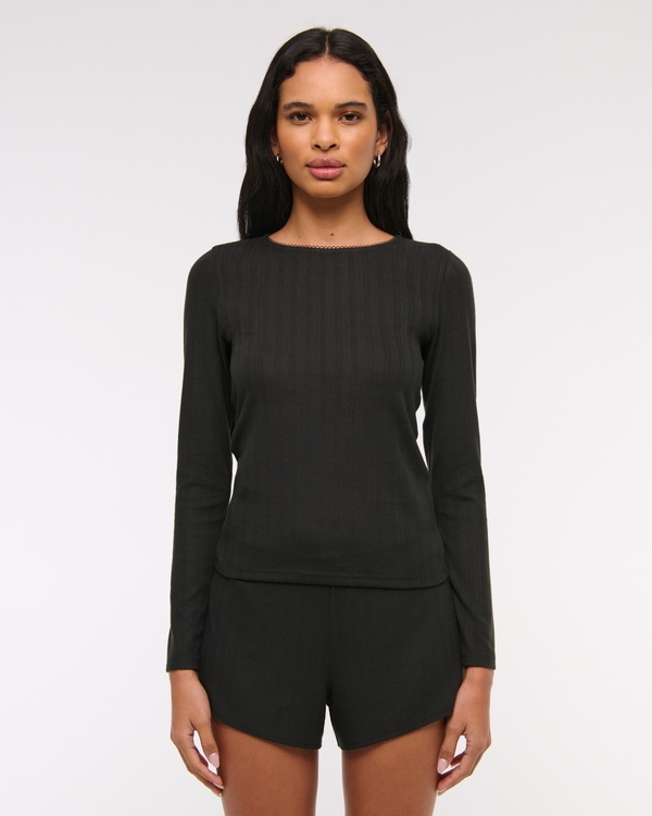 Pointelle Sleep Short, Black view 1