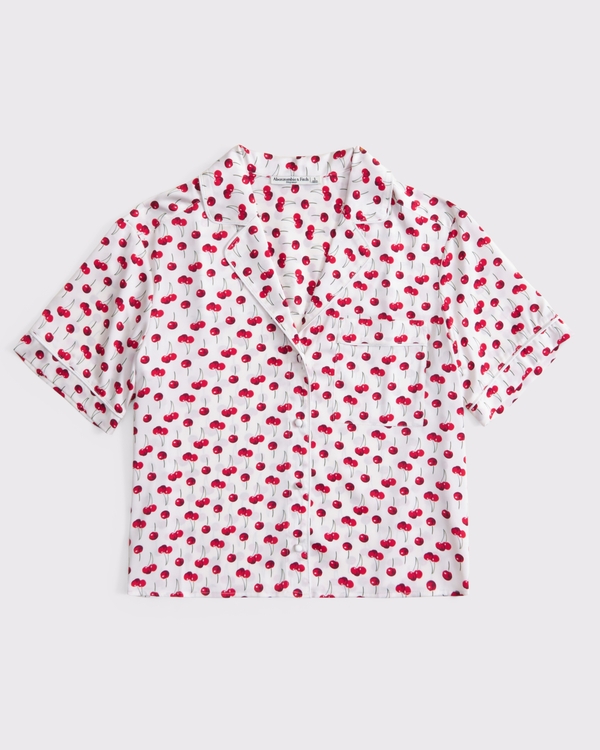 Short-Sleeve Sleep Shirt, Cherry Pattern view 1