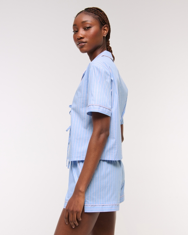 Short-Sleeve Tie-Front Sleep Shirt