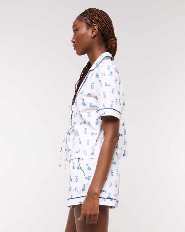 Short-Sleeve Tie-Front Sleep Shirt