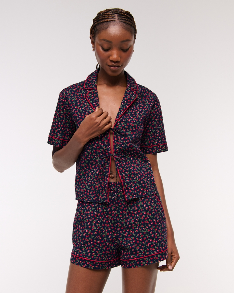 Women's Short-Sleeve Tie-Front Sleep Shirt | Women's Matching Sets