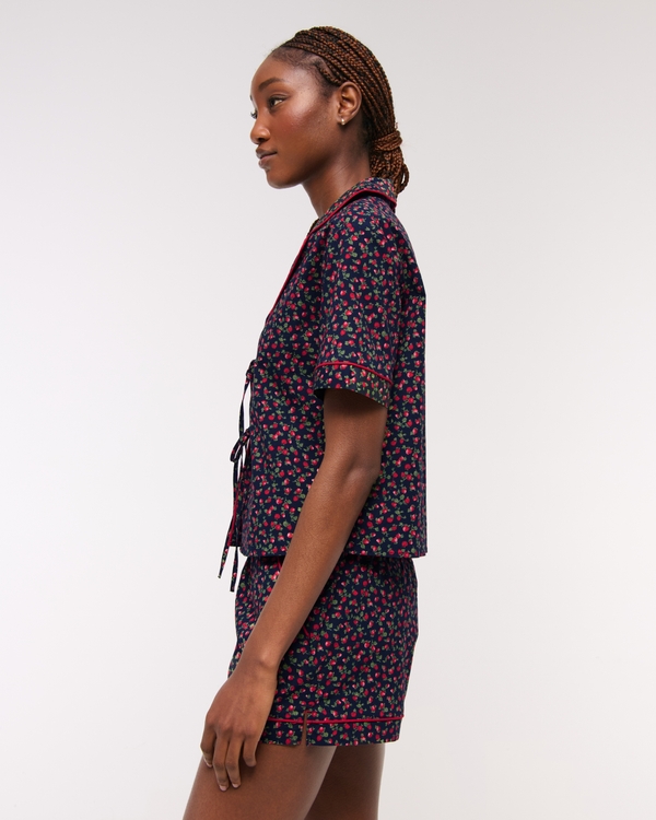 Women's Short-Sleeve Tie-Front Sleep Shirt | Women's Clearance