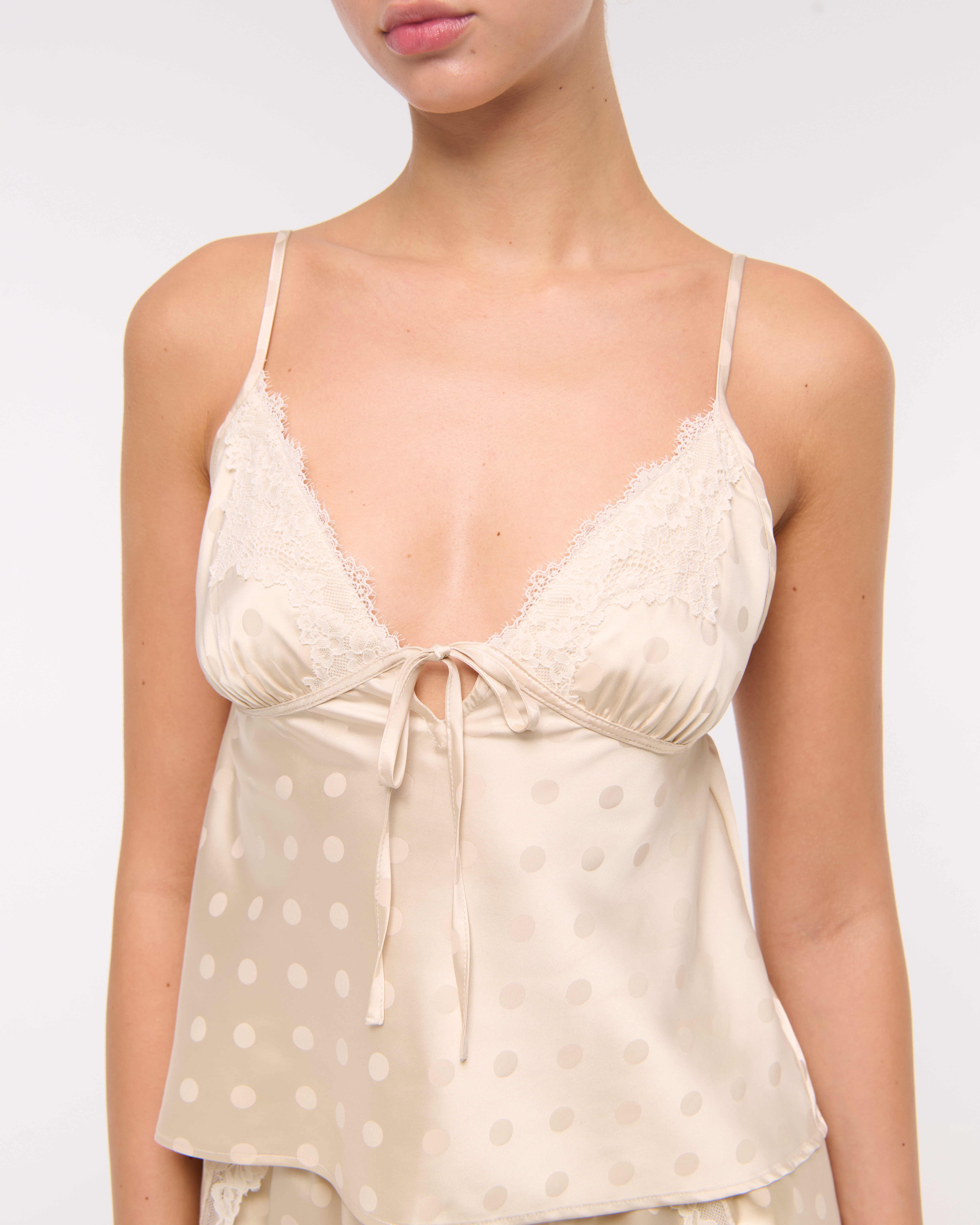 Abercrombie & Fitch Jacquard Lace And Satin Sleep Cami In Multi