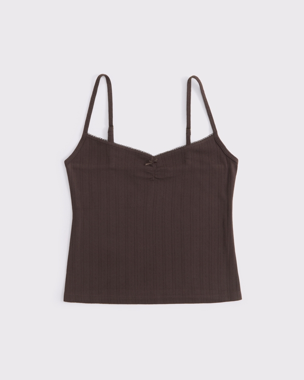 Pointelle Sleep Cami, Dark Coffee view 1