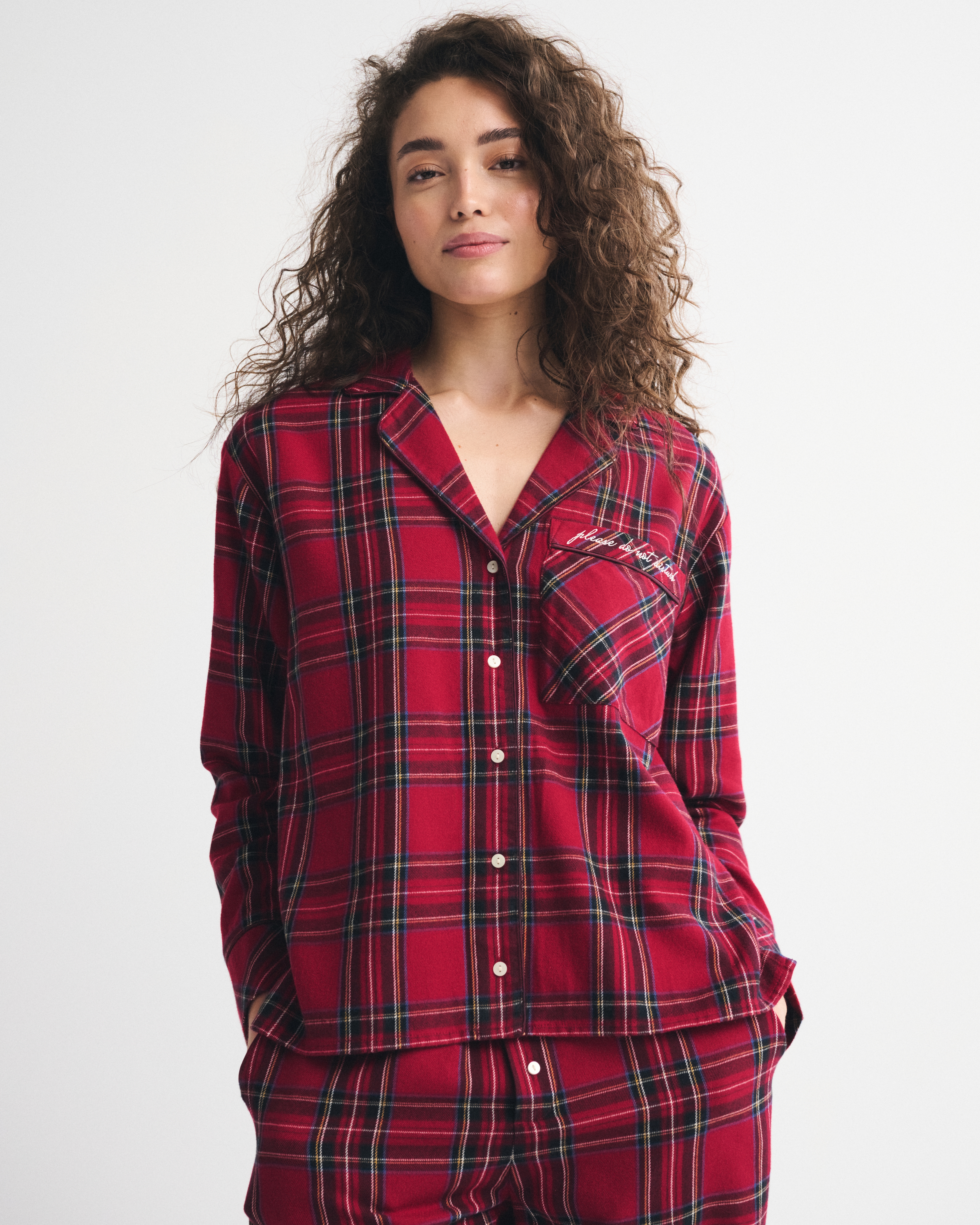 Abercrombie & Fitch Flannel Sleep Shirt In Red