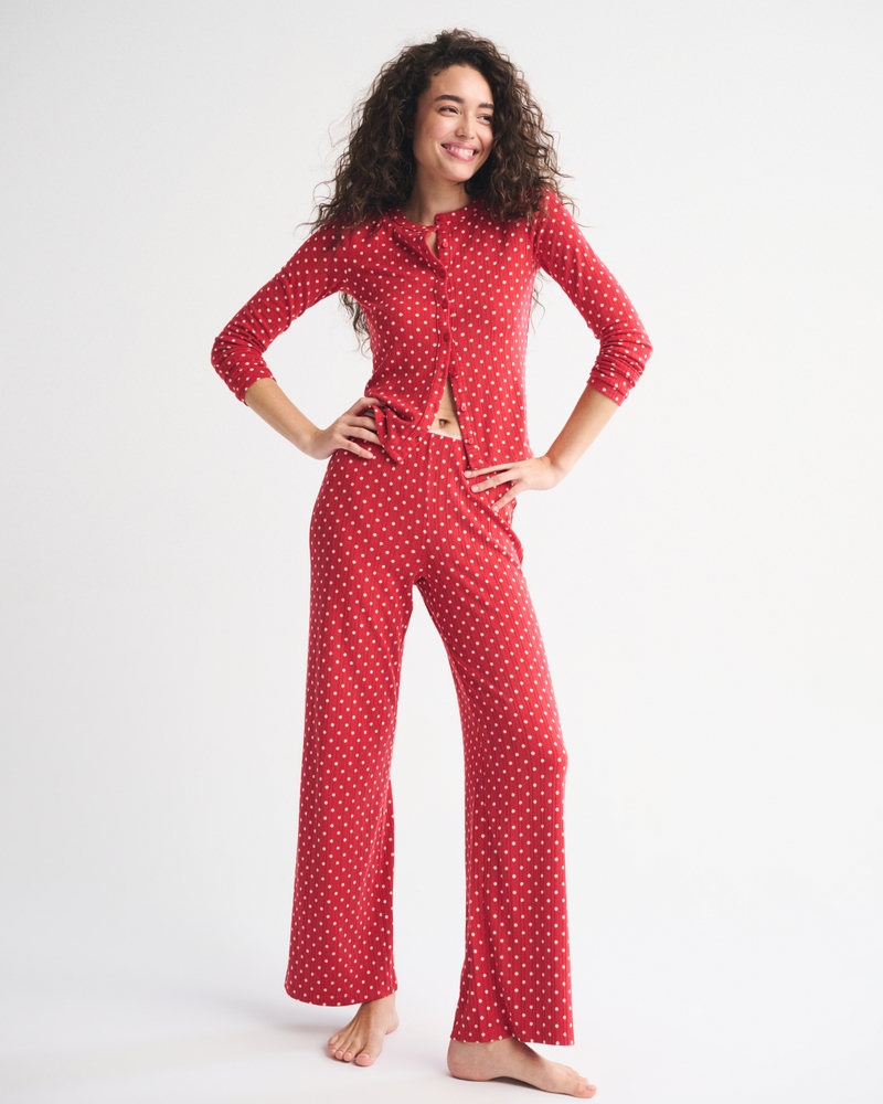 Pointelle Button-Through Sleep Top