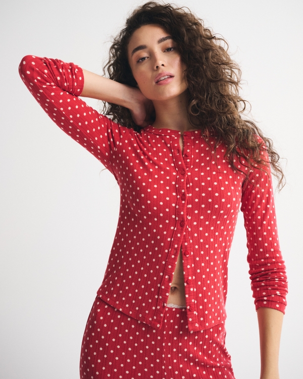 Pointelle Button-Through Sleep Top