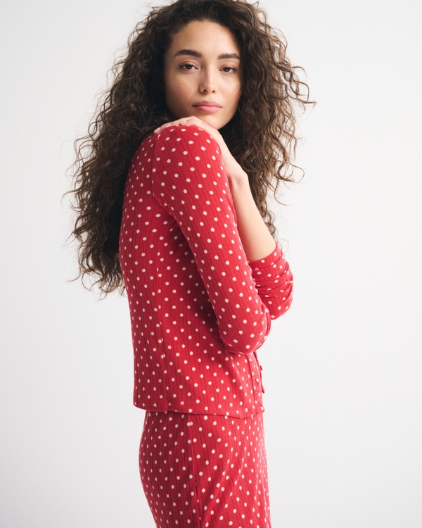 Pointelle Button-Through Sleep Top