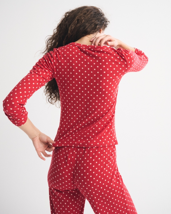 Pointelle Button-Through Sleep Top