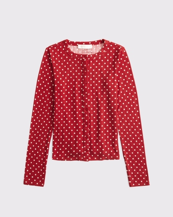 Pointelle Button-Through Sleep Top