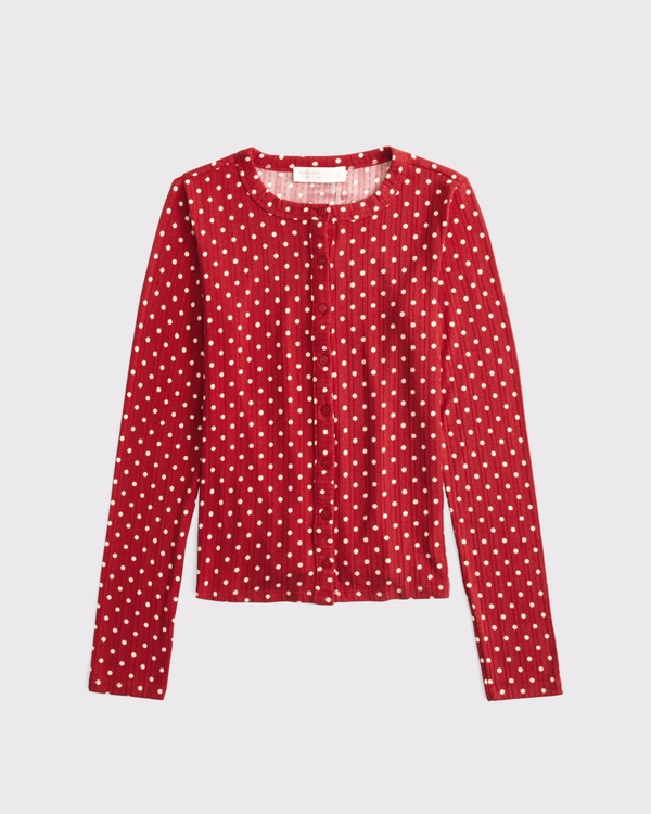 Pointelle Button-Through Sleep Top