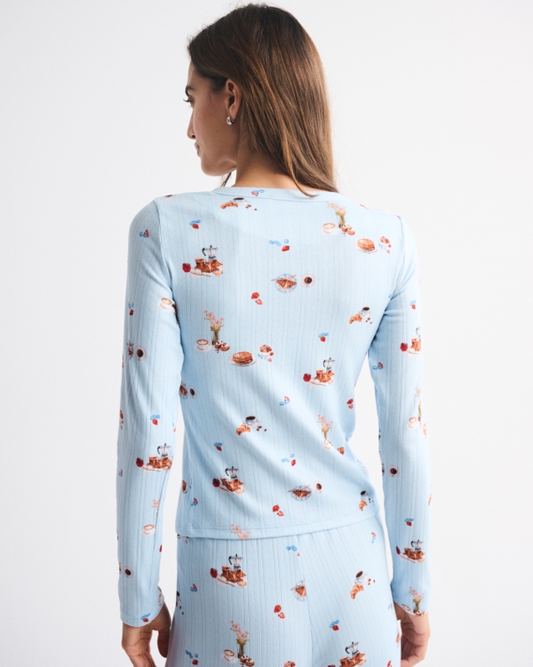 Long-Sleeve Pointelle Sleep Top