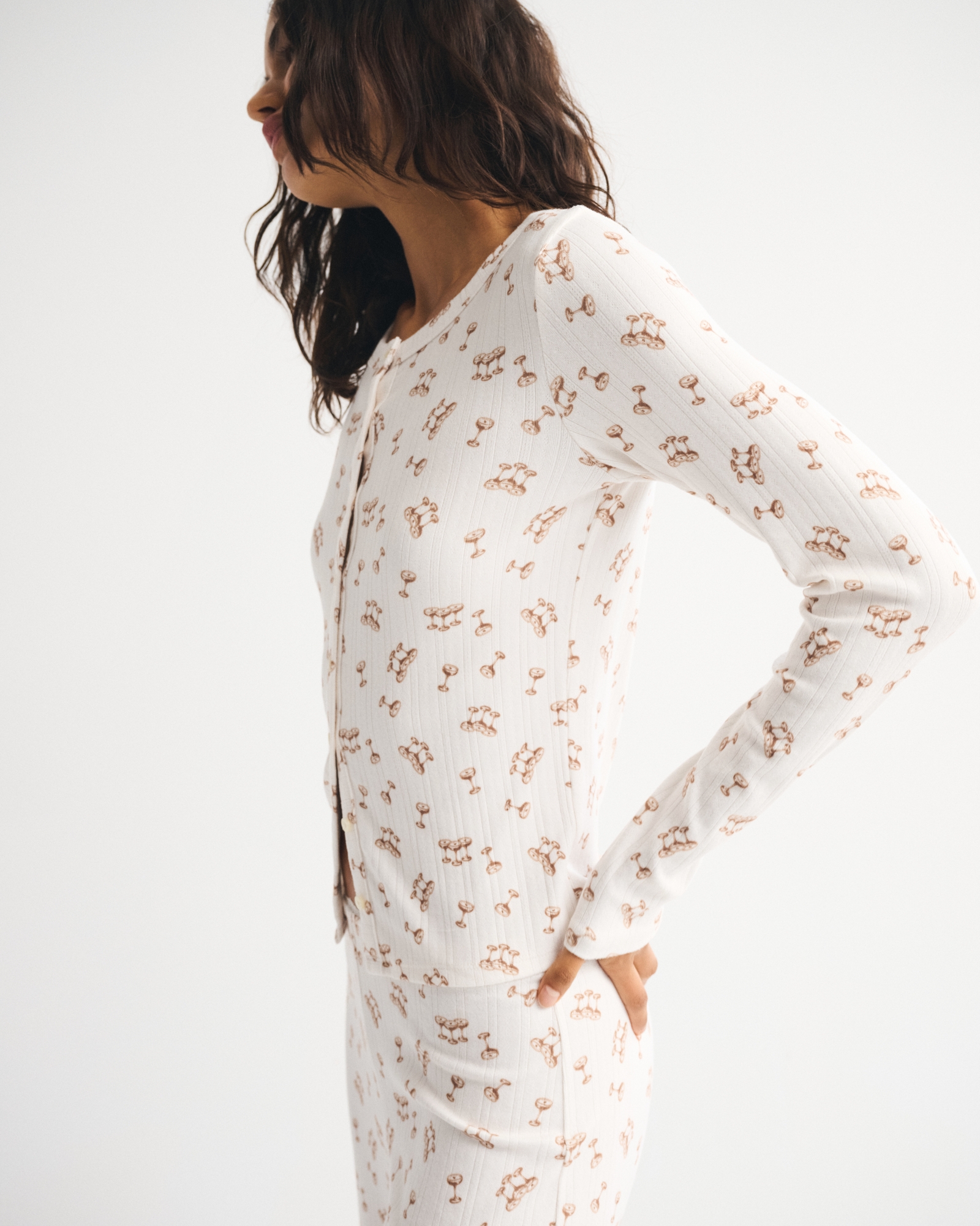Long-Sleeve Pointelle Sleep Top