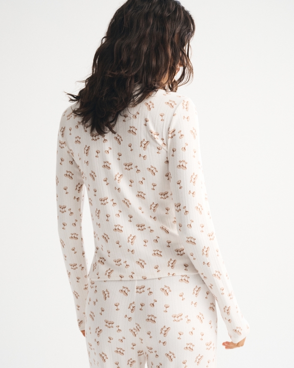 Long-Sleeve Pointelle Sleep Top