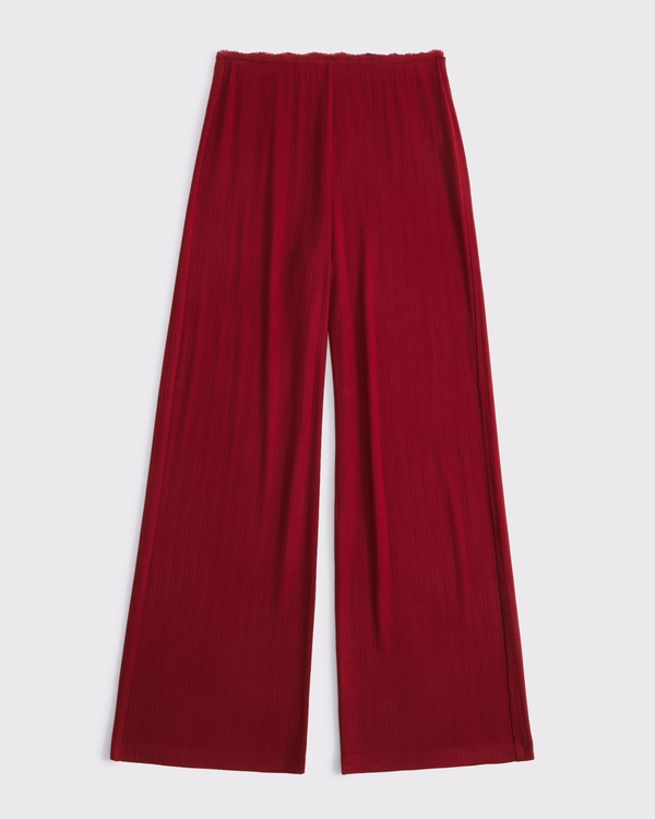 Pointelle Wide Leg Pant, Rich Ruby view 1
