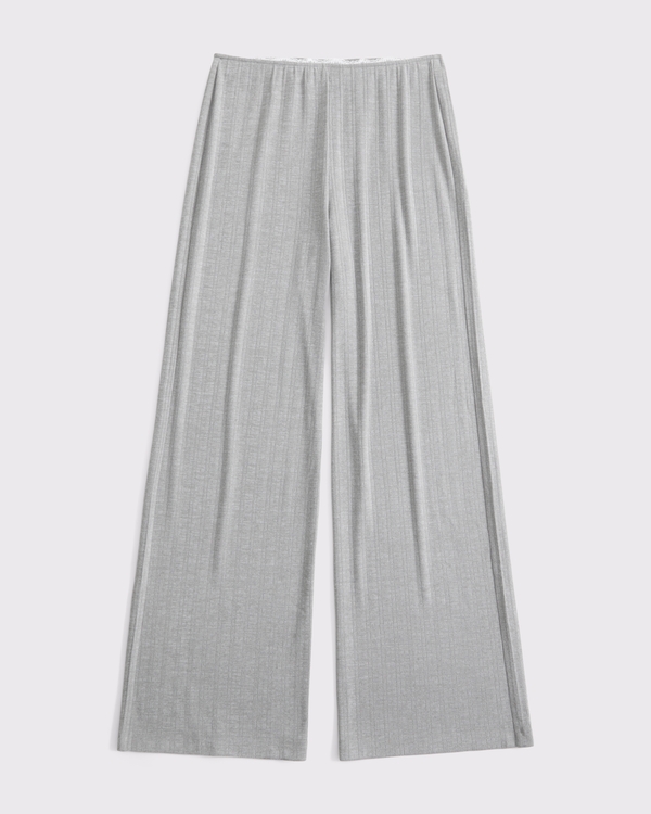 Pointelle Wide Leg Pant, Gray view 1
