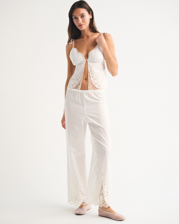 Women's Embroidered Cutwork Sleep Pant | Women's Matching Sets
