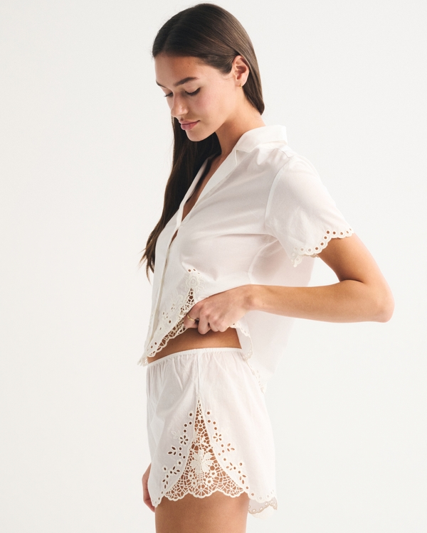 Embroidered Cutwork Sleep Short