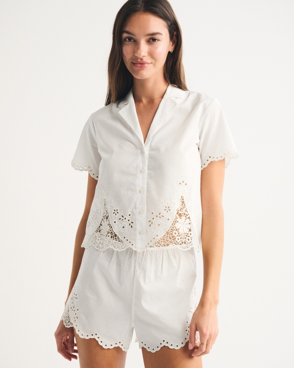 Embroidered Cutwork Sleep Shirt