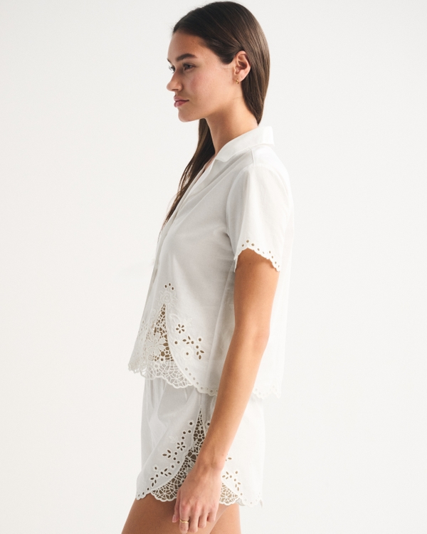 Embroidered Cutwork Sleep Shirt