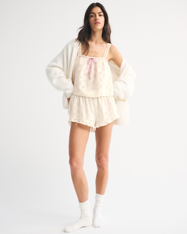 Embroidered Cutwork Sleep Short