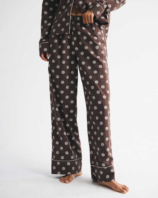 Cotton-Blend Sleep Pant, Dark Brown Pattern view 2