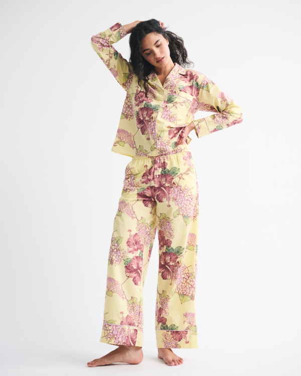 Cotton-Blend Sleep Pant, Yellow Floral view 1