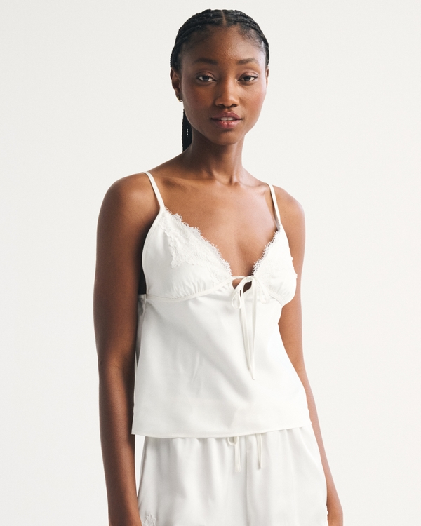 Lace and Satin Sleep Cami, Cream view 2