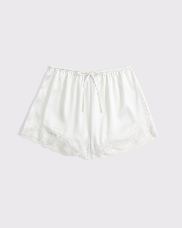 Lace and Satin Sleep Short, Cream view 1