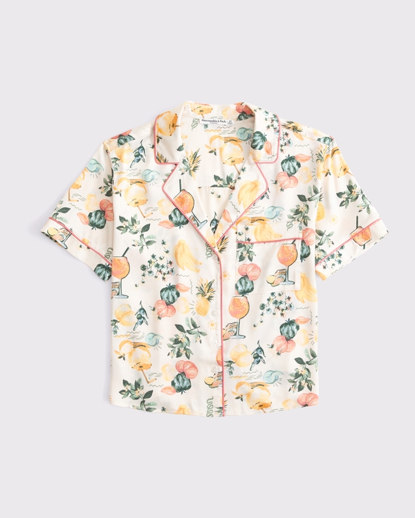 Women's Short-Sleeve Satin Sleep Shirt | Women's Matching Sets