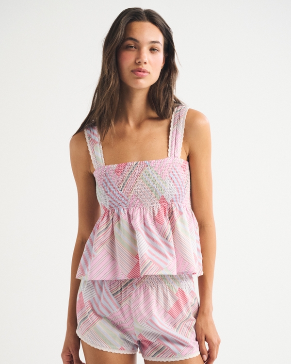 Smocked Sleep Tank, Multicolor Stripe view 1