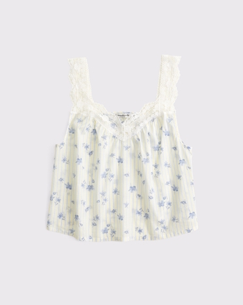 100% Cotton Lace-Trim Sleep Cami