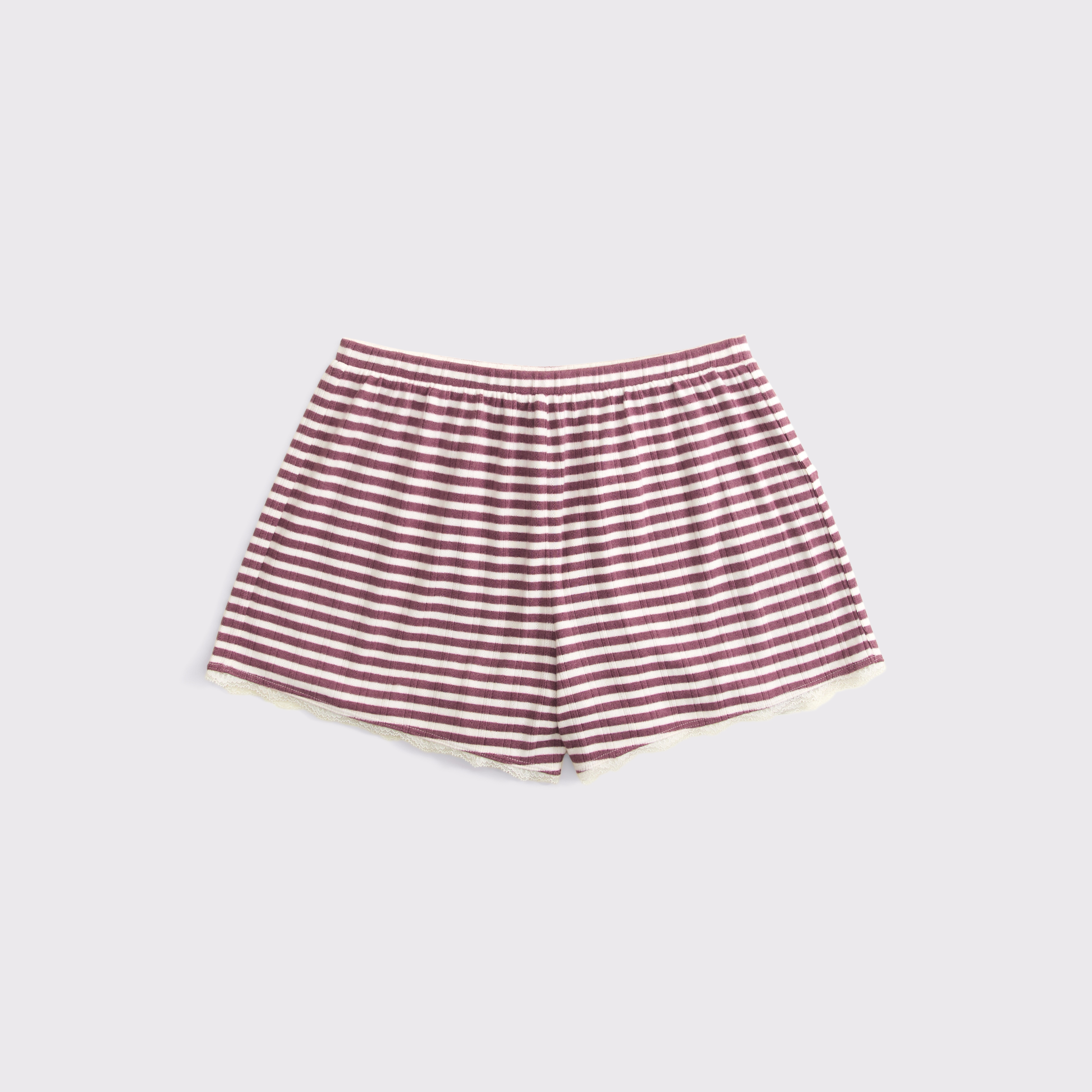 Пижамные шорты, кружевная отделка — Abercrombie & Fitch, цвет: Пудровый полосатый — фото 1