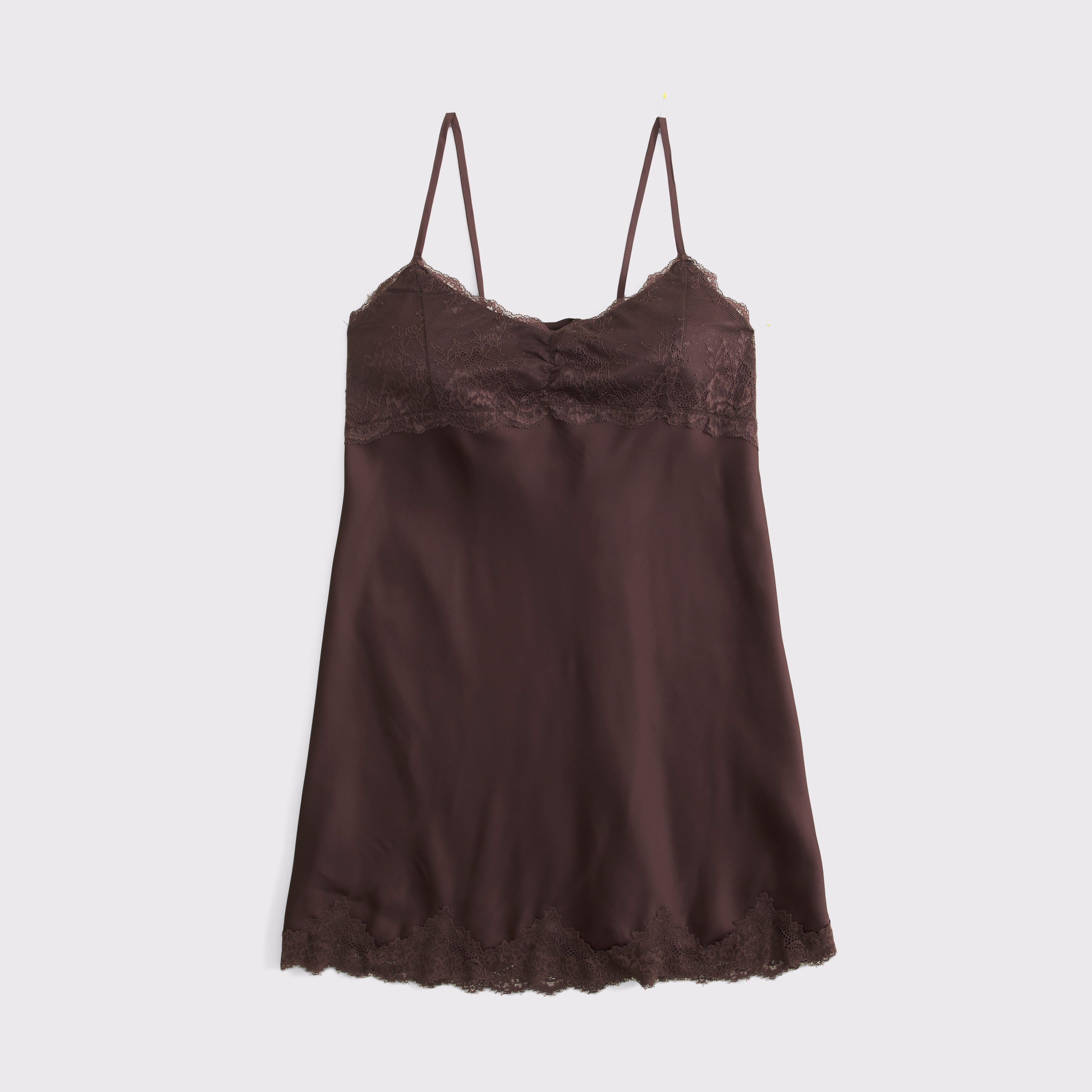 Сорочка, кружевная отделка, атлас — Abercrombie & Fitch, цвет: Красное дерево