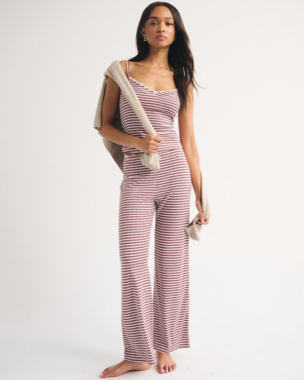 Lace-Trim Pointelle Cami, Cool Blush Stripe view 2