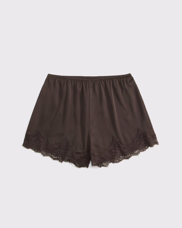 Lace-Trim Satin Short